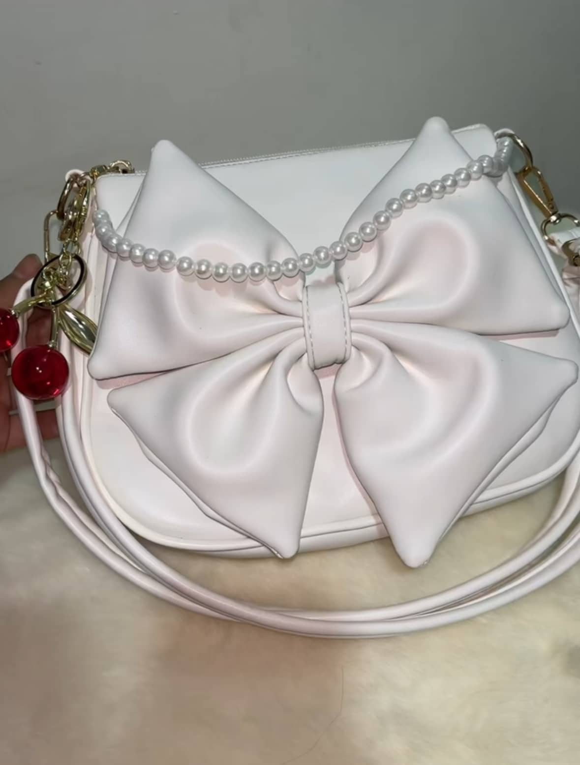 🍒Plain Pearl Bag (Small Cherry) - Thumbnail 2